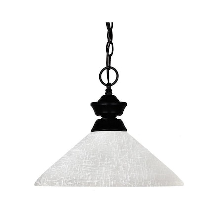 Z-Lite Shark 1 Light Pendant, Matte Black & White Linen 100701MB-AWL14